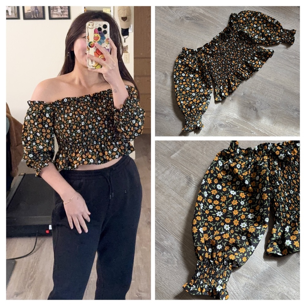 Love Tree Floral Off-Shoulder Top